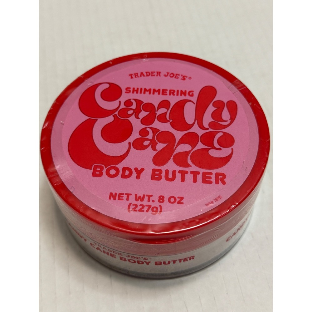 Trader Joe's Shimmering Candy Cane Body Butter 8oz Peppermint Holiday New Sealed